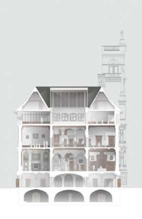 Dwarsdoorsnede stadhuis na restauratie
