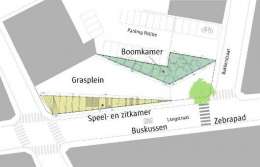 Grondplan tijdelijke buurtplek aan de Langstraat