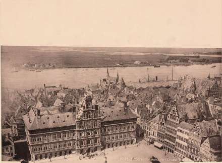 Historisch bovenaanzicht van het stadhuis van Antwerpen