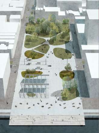 Wijkplein Cadix zicht vanuit de lucht